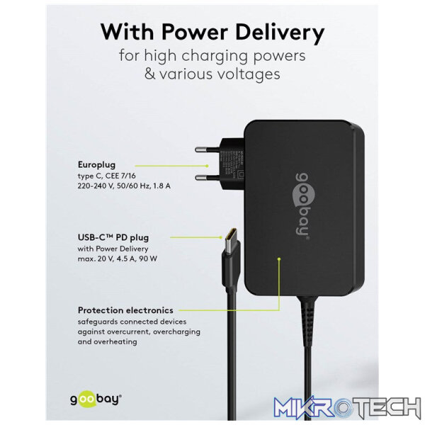 Goobay USB-C 90w Charger for Laptops - Black - Image 7