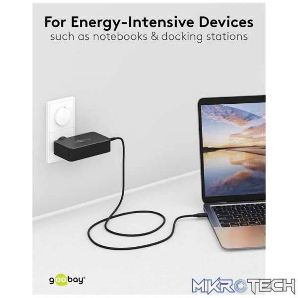 Goobay USB-C 90w Charger for Laptops - Black - Image 9