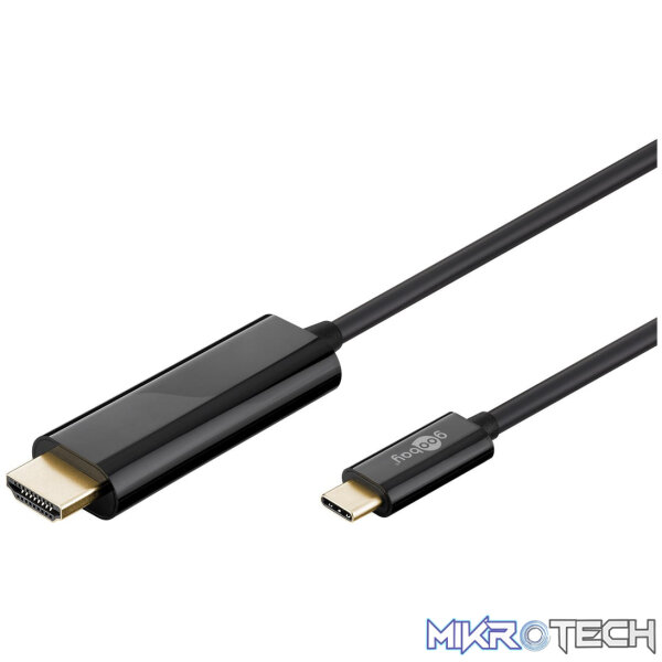 Goobay USB-C to HDMI Adapter 1.8m Cable (4k @ 60 Hz) - Black Goobay USB-C to HDMI Adapter 1.8m Cable (4k @ 60 Hz) - Black