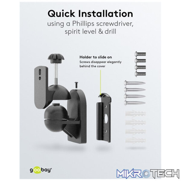 Goobay Universal Speaker Mount with Swivel and Tilt - Black - Image 4