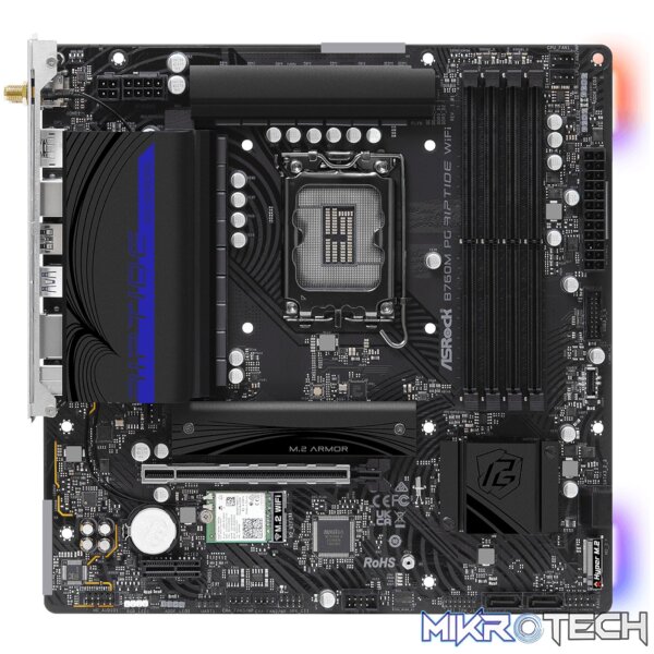 ASRock B760M PG Riptide Wi-Fi Intel LGA1700 Micro-ATX Motherboard - Image 2