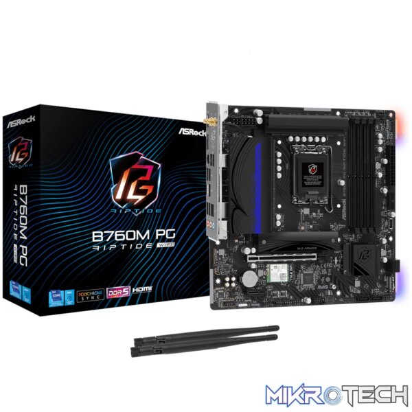 ASRock B760M PG Riptide Wi-Fi Intel LGA1700 Micro-ATX Motherboard ASRock B760M PG Riptide Wi-Fi Intel LGA1700 Micro-ATX Motherboard