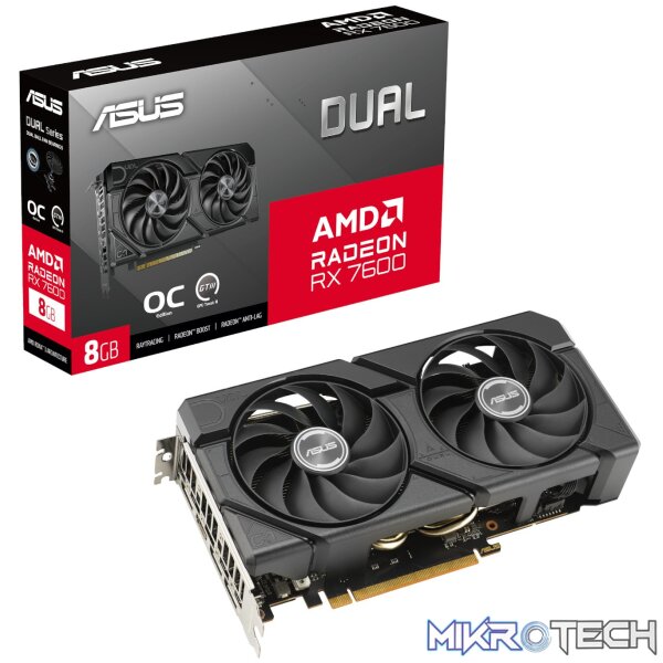 ASUS Dual Radeon RX 7600 EVO OC Edition 8GB GDDR6 Graphics Card ASUS Dual Radeon RX 7600 EVO OC Edition 8GB GDDR6 Graphics Card