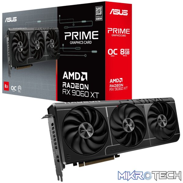 ASUS Prime Radeon™ RX 9060 XT 8GB GDDR6 OC Edition Graphics Card ASUS Prime Radeon™ RX 9060 XT 8GB GDDR6 OC Edition Graphics Card