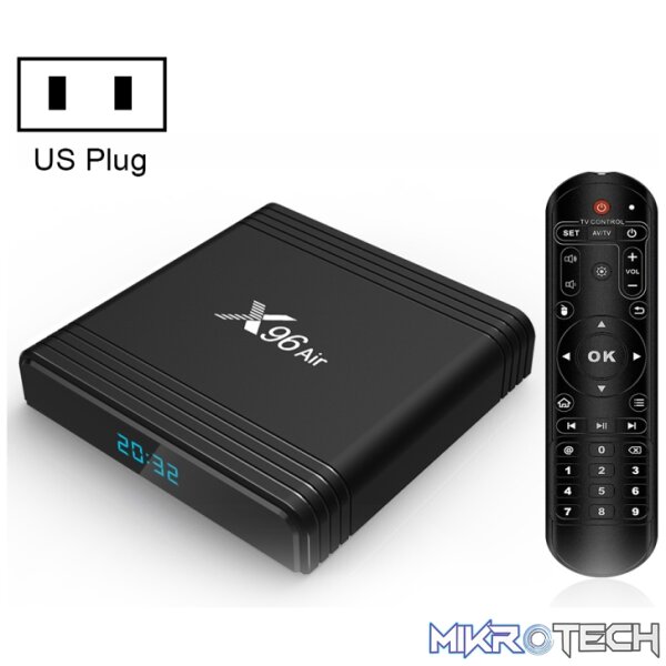 EAT5130US-1.jpg X96 Air 8K Smart TV BOX Android 9.0 Media Player with Remote Control, Quad-core Amlogic S905X3, RAM: 4GB, ROM: 32GB, Dual Band WiFi, Bluetooth, AU Plug - Image 1