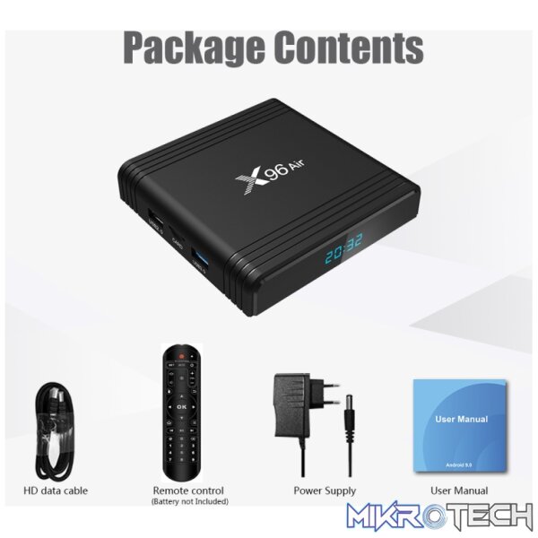 X96 Air 8K Smart TV BOX Android 9.0 Media Player with Remote Control, Quad-core Amlogic S905X3, RAM: 4GB, ROM: 32GB, Dual Band WiFi, Bluetooth, AU Plug - Image 7