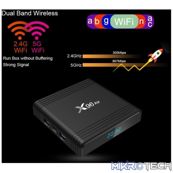 X96 Air 8K Smart TV BOX Android 9.0 Media Player with Remote Control, Quad-core Amlogic S905X3, RAM: 4GB, ROM: 32GB, Dual Band WiFi, Bluetooth, AU Plug - Image 9