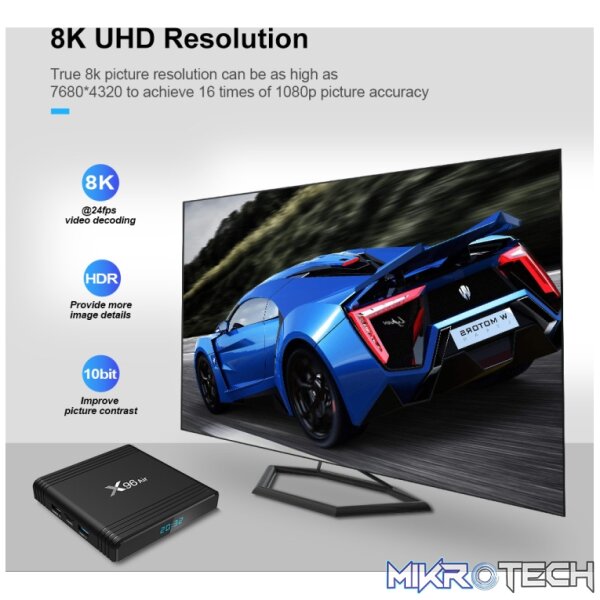 X96 Air 8K Smart TV BOX Android 9.0 Media Player with Remote Control, Quad-core Amlogic S905X3, RAM: 4GB, ROM: 32GB, Dual Band WiFi, Bluetooth, AU Plug - Image 10
