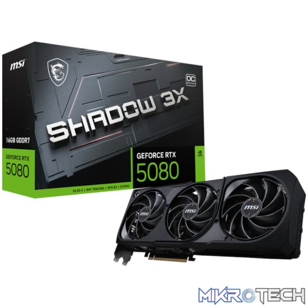 MSI GeForce RTX 5080 SHADOW 3X OC 16GB GDDR7 Graphics Card MSI GeForce RTX 5080 SHADOW 3X OC 16GB GDDR7 Graphics Card