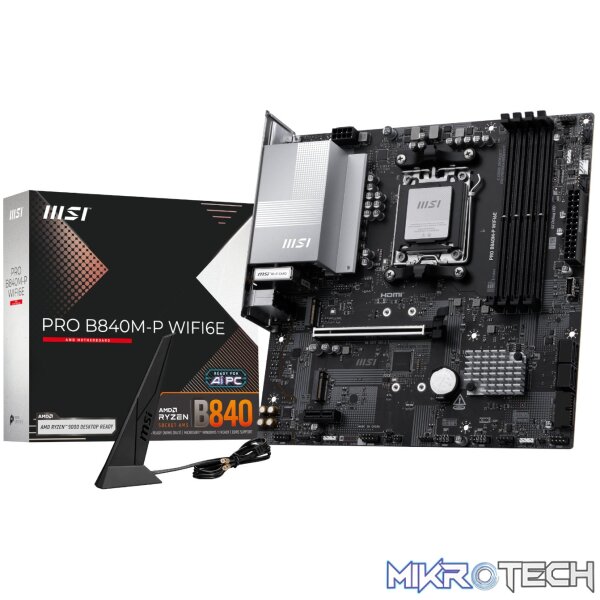 MSI PRO B840M-P Wi-Fi 6E AMD AM5 MATX Gaming Motherboard MSI PRO B840M-P Wi-Fi 6E AMD AM5 MATX Gaming Motherboard
