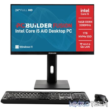 PCBuilder FUSION 24″ Intel Core i5-14400 Windows 11 Pro AiO Desktop PC