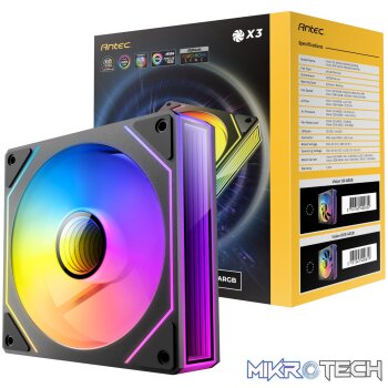 Antec VISION PWM 120mm ARGB Infinity Mirror Case Fan 3 Pack Black