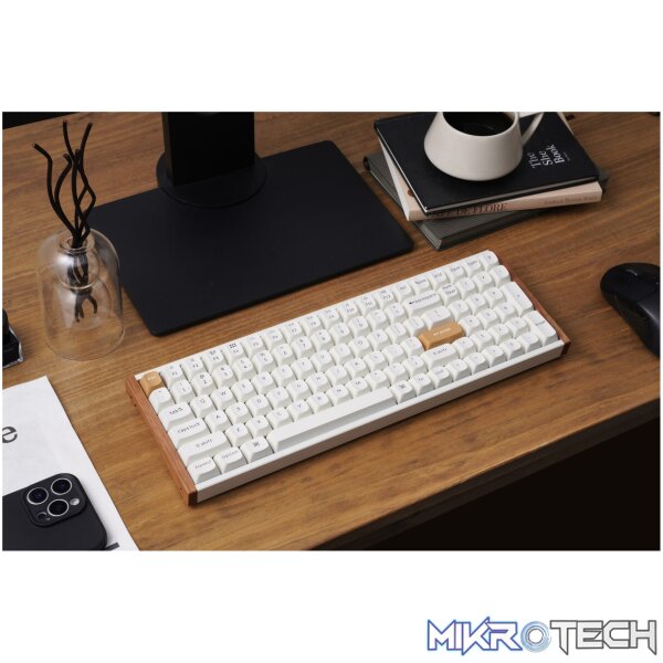 Keychron K4 HE 96% Magnetic Switch Hot-Swap RGB Wireless Keyboard – White (Wood + Aluminium) - Image 3