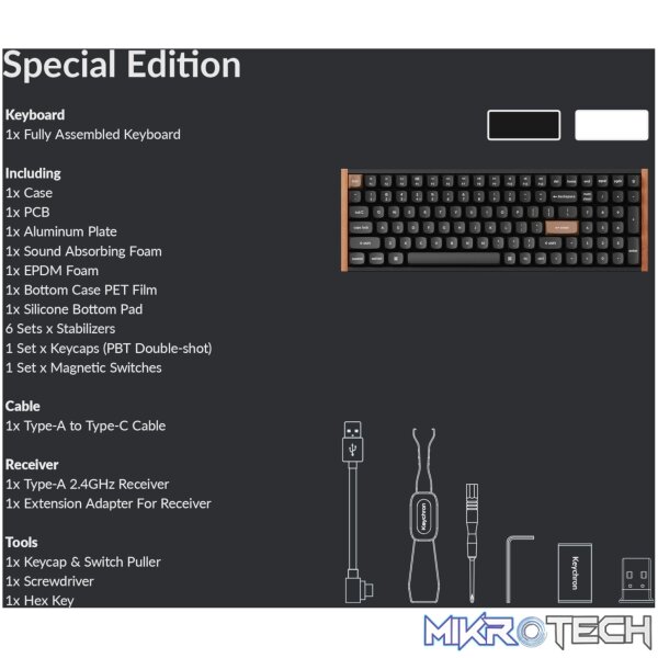 Keychron K4 HE 96% Magnetic Switch Hot-Swap RGB Wireless Keyboard – White (Wood + Aluminium) - Image 6