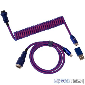 Keychron Premium Coiled Aviator USB Cable | Type-C + USB-A Adapter | Detachable Aviator Connector | 108 cm