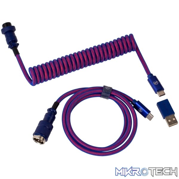 Keychron Premium Coiled Aviator USB Cable | Type-C + USB-A Adapter | Detachable Aviator Connector | 108 cm Keychron Premium Coiled Aviator USB Cable | Type-C + USB-A Adapter | Detachable Aviator Connector | 108 cm
