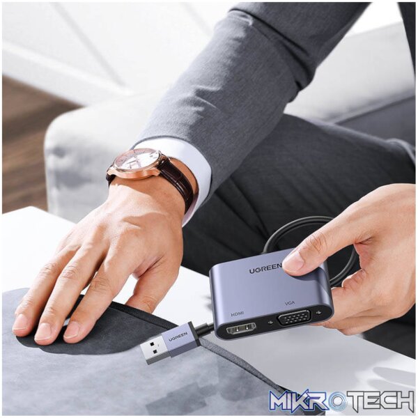 UGreen CM449 USB-A to HDMI + VGA 1080P Display Adapter - Image 5