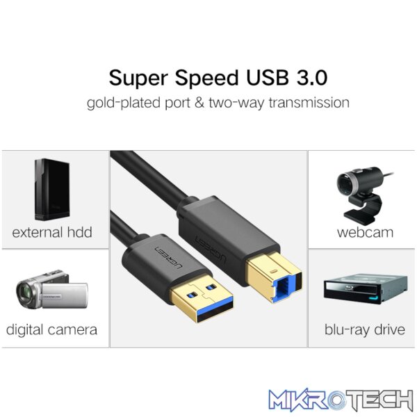 UGreen US210 USB-A Printer Cable 2M - Black - Image 3