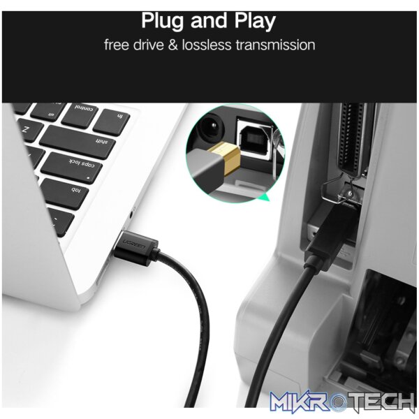UGreen US210 USB-A Printer Cable 2M - Black - Image 5