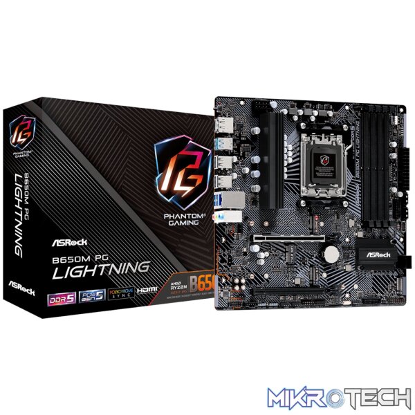 ASRock B650M PG Lightning AMD AM5 Micro ATX Motherboard ASRock B650M PG Lightning AMD AM5 Micro ATX Motherboard