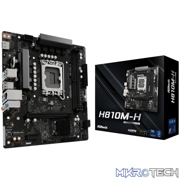 ASRock H810M-H Intel LGA1851 Micro ATX Motherboard - Black ASRock H810M-H Intel LGA1851 Micro ATX Motherboard - Black