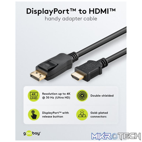 Goobay DisplayPort to HDMI Adapter Cable - Image 3