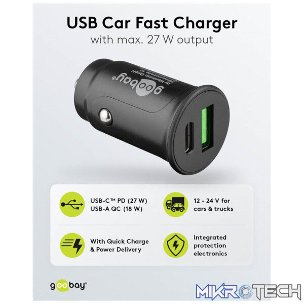 Goobay Dual-USB Fast USB-C PD 27W Car Charger - Image 5