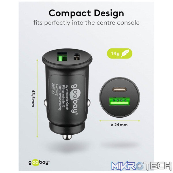 Goobay Dual-USB Fast USB-C PD 27W Car Charger - Image 6