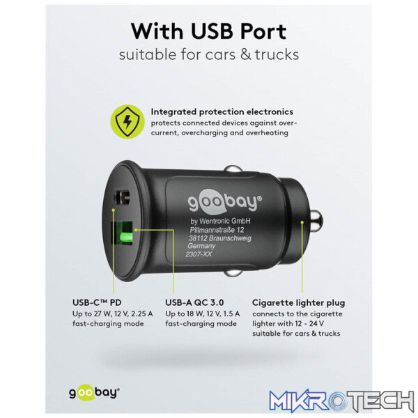 Goobay Dual-USB Fast USB-C PD 27W Car Charger - Image 7