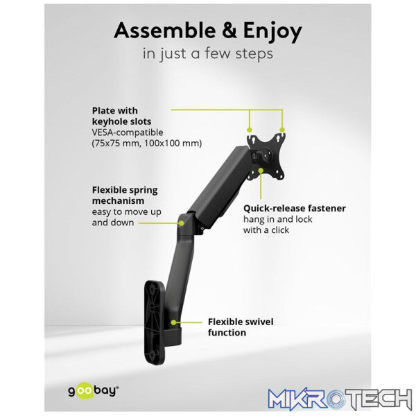 Goobay Single Monitor Wall Mount from 17" to 32" - Image 9