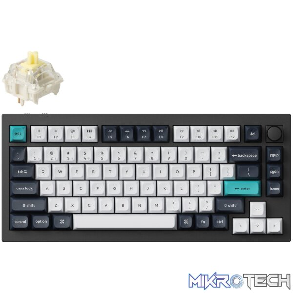 Keychron Q1 Max QMK/VIA RGB Wireless Custom Mechanical Keyboard (Gateron BANANA Switches) - Black Keychron Q1 Max QMK/VIA RGB Wireless Custom Mechanical Keyboard (Gateron BANANA Switches) - Black