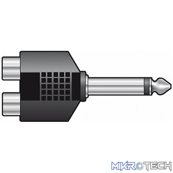 TVA ADAPTOR 6.3mm MONO MALE TO 2x RCA FEMALE TVA ADAPTOR 6.3mm MONO MALE TO 2x RCA FEMALE