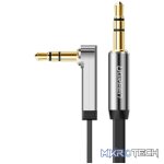 UGreen AV119 Right-angled 3.5mm Flat Aux Cable 2m - Black/Silver - Image 2