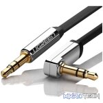 UGreen AV119 Right-angled 3.5mm Flat Aux Cable 2m - Black/Silver - Image 3
