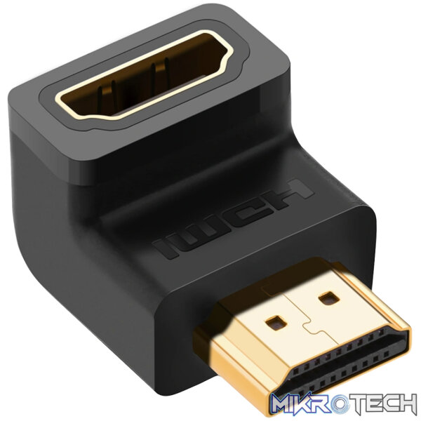 UGreen HD112 HDMI 4K Male to Female Down-angled Connector - Black - Image 2