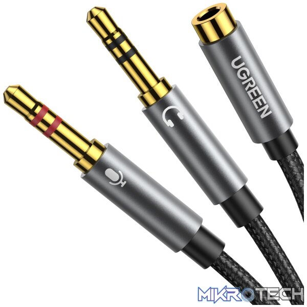 UGreen UV140 AUX 3.5mm Audio Splitter Cable - Black/Grey - Image 2