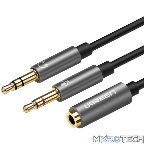 UGreen UV140 AUX 3.5mm Audio Splitter Cable - Black/Grey UGreen UV140 AUX 3.5mm Audio Splitter Cable - Black/Grey