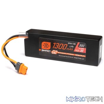 11.1V 1300mAh 3S 30C Smart G2 LiPo Battery: IC2