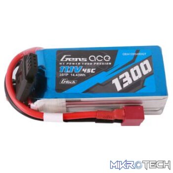 11.1V 1300mAh 3S 45C G-Tech Smart LiPo Deans