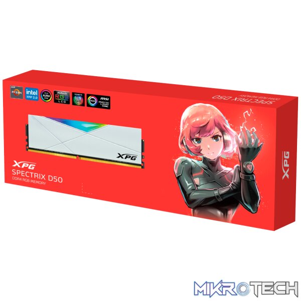 16GB ADATA XPG RGB D50  DDR4 3600 WHITE - Image 2