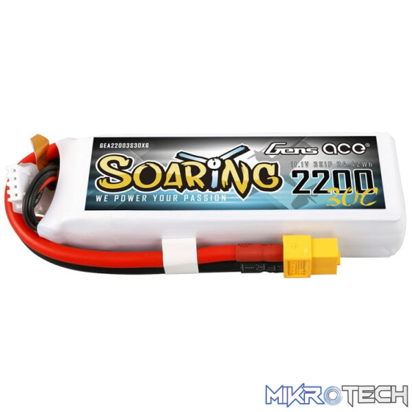 2200mAh 11.1V 3S1P 30C LiPo with XT60 2200mAh 11.1V 3S1P 30C LiPo with XT60