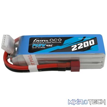 2200mAh 14.8V 4S1P 45C LiPo Battery with Deans