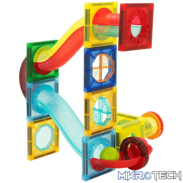 45 Magnetic Tiles and Marble Run Parts - Image 2