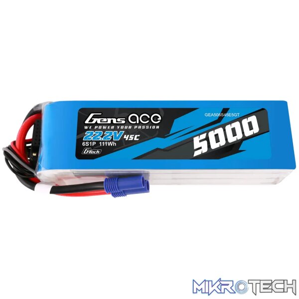 5000mAh 22.2V 6S1P 45C LiPo Battery with EC5 5000mAh 22.2V 6S1P 45C LiPo Battery with EC5