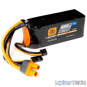 7.4V 4000mAh 2S 15C Smart LiPo Receiver Battery: Universal Receiver IC3