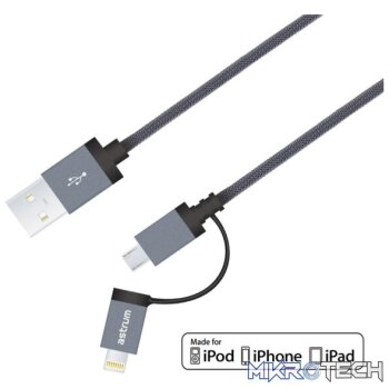 AC330 Micro USB + 8pin Charge & Sync MFI Braided Cable
