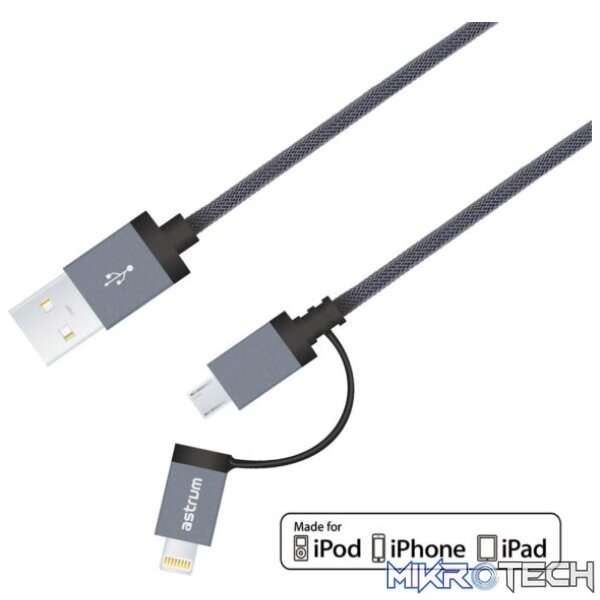 AC330 Micro USB + 8pin Charge & Sync MFI Braided Cable AC330 Micro USB + 8pin Charge & Sync MFI Braided Cable