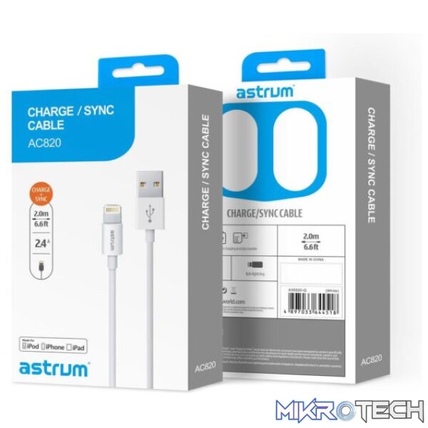 AC820 USB to 8 pin Lightning Charge & Sync 2.0m MFI Cable - Image 4