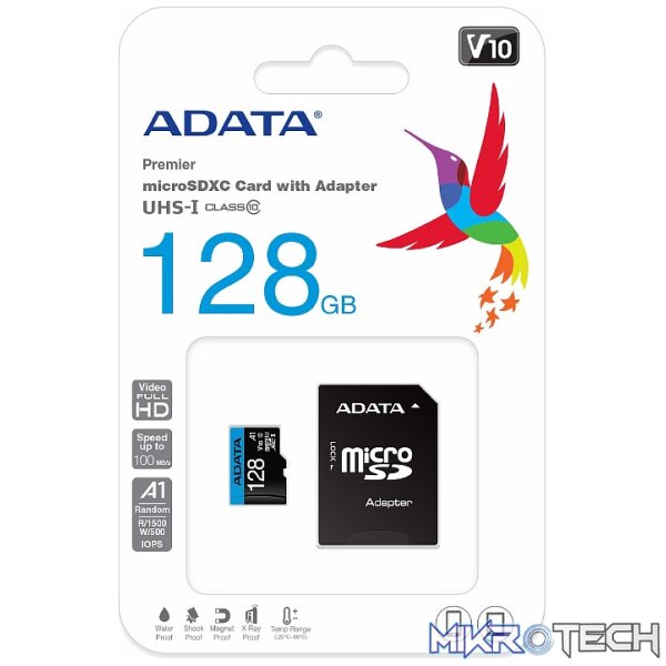 ADATA MICRO SDXC 128GB CL10 V10 A1 W/A ADATA MICRO SDXC 128GB CL10 V10 A1 W/A