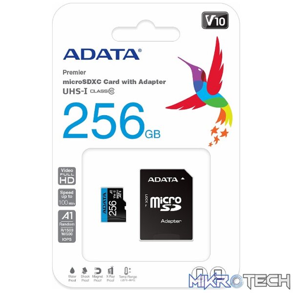 ADATA MICRO SDXC 256GB UHS-I CL10 V10 A1 ADATA MICRO SDXC 256GB UHS-I CL10 V10 A1